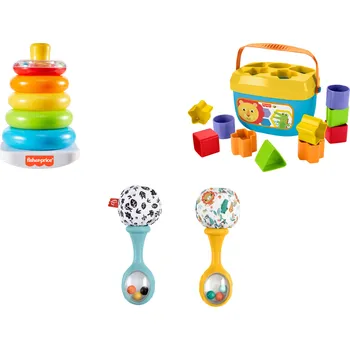 Hračka pro nejmenší Fisher-Price Barevná pyramida / První kostky / Chrasticí rumbakoule
