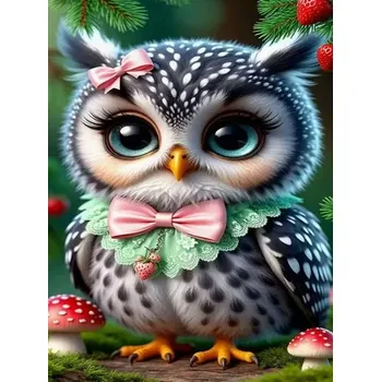 Diamantové malování Diamantové malování - Sovička a jahůdky