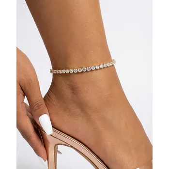 Souprava šperků B-TOP Elegantní řetízek na kotník ve zlatém tónu se zirkony