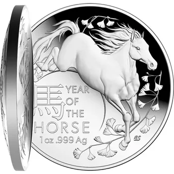Královská australská mincovna Stříbrná investiční mince Rok koně Lunar III 1 Oz 2026 Domed 31.099998474121094 g