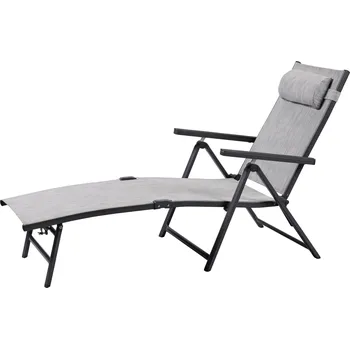 Zahradní lehátko LIVARNO® Hliníkové polohovací lehátko Houston, antracitová/světle šedá