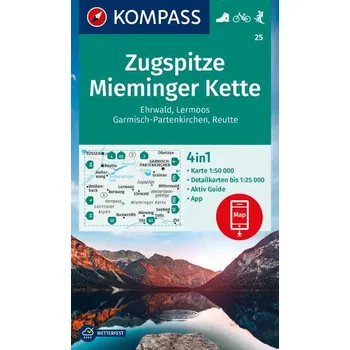 Zugspitze, Mieminger Kette (Kompass - 25) - turistická mapa