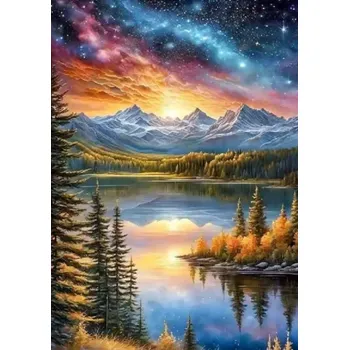 Diamantové malování Diamantové malování - Krajina pod polární září (60x80)