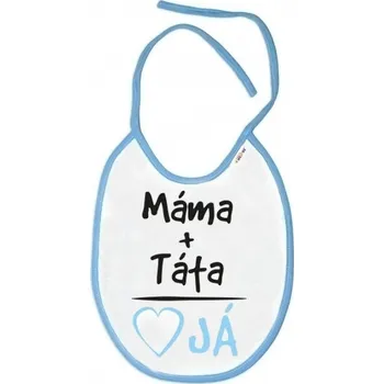 Baby Nellys Nepromokavý bryndáček Máma+Táta modrý