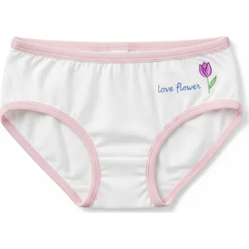Dívčí spodní prádlo FANNIFEN DÍVČÍ KALHOTKY S KYTIČKOU Barva: Bílá, Velikost: 128/134