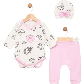 Kojenecká souprava 3dílná souprava Wings – body, tepláčky a čepička 68/74 (6-9 m)