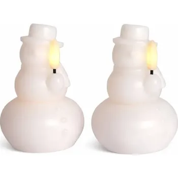 Svíčka SIRIUS LED svíčka z pravého vosku na baterie sněhulák, bílý, sada 2 ks, 10 cm, CR2032