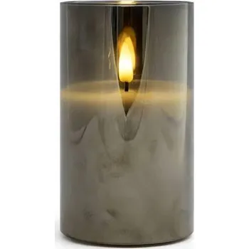 Svíčka DECOLED LED svíčka ve skle na baterie, Ø 7,5 × 10 cm, šedá, 2× AA