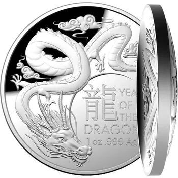 Stříbrná investiční mince Rok Draka Lunar III 1 Oz 2024 Domed RAM