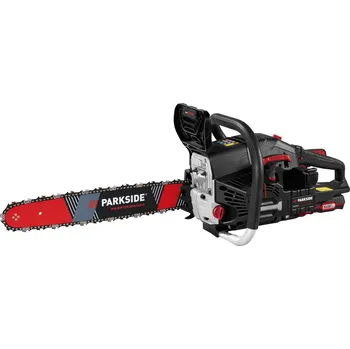 Motorová pila Parkside Performance PPBKS 56 C3 0028100673 1 x 2 Ah + akumulátor, nabíječka, ochranný kryt řetězu, řezací pomůcka, kombinované nářadí, láhev na míchání paliva, láhev bio řetězového oleje, přenosná taška