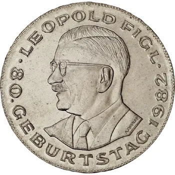 Stříbrná mince 500 Schilling 80-té narozeniny Leopolda Figla 1982