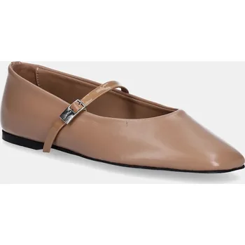 Dámské baleríny Kožené baleríny Calvin Klein BALLERINA NEW BUCKLE - LTH HW0HW02483 béžová 12X, EUR 39