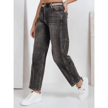 Dámské kalhoty Dámské široké džíny s páskem černé FashionStreet UY2744 XS