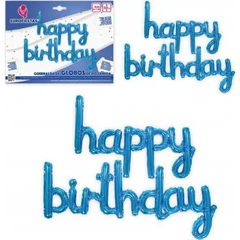 Balónek Ouda Party - Modrý fóliový balónek s nápisem "Happy Birthday" (anglicky)