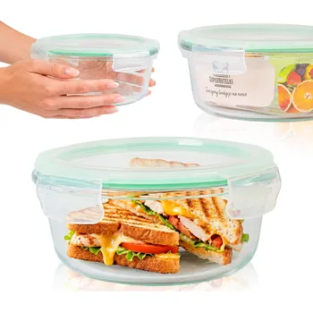 Dóza na potraviny Kulatý nádoba 960 ml LUNCHBOX kulatý pro zmrazení pečení mikrovlnné trouby