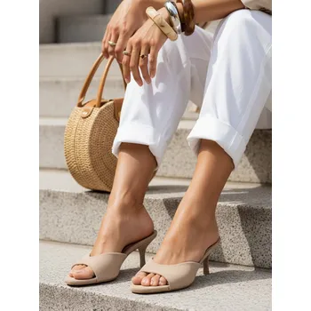 Dámské polobotky FashionStreet béžové semišové dámské žabky ZY1387 37