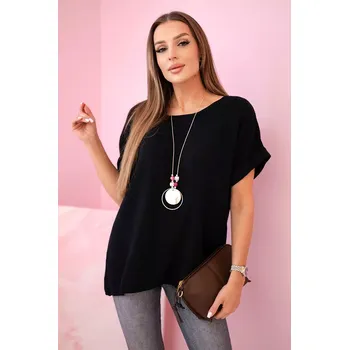 Dámská halenka Mušelínová halenka s náhrdelníkem černý UNI