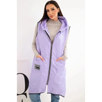 Dámská vesta Dámská prošívaná vesta Plus Size s kapucí na zip světle fialová UNI