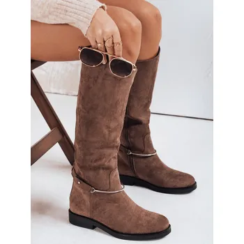 Dámské kozačky FashionStreet hnědé semišové dámské kozačky ZY1204 39