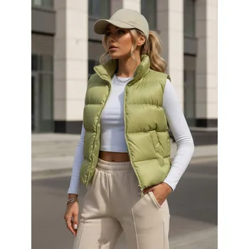 Dámská vesta Dámská prošívaná vesta WILLOW pistáciová FashionStreet TY3797 M