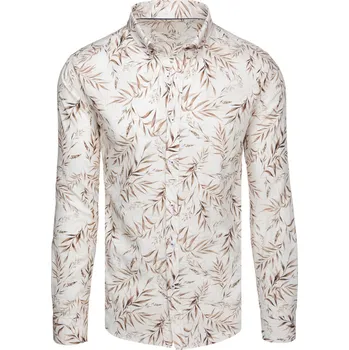 Pánská košile Pánská bílá košile s listy FashionStreet DX2639 M