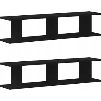 police Nástěnné police, 2 ks, černý dub, 90x18x20 cm