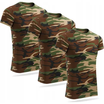 Pánské oblečení Pánské outdoorové tričko na léto, 100% bavlna, maskáčový vzor woodland, vel. M