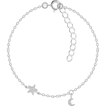 Náramek Stříbrný náramek MĚSÍC A HVĚZDA se Zirkony Ag 925/1000
