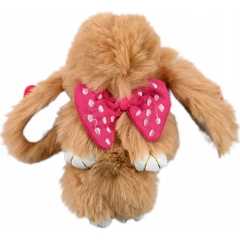 Plyšový přívěsek na klíče KRÁLÍK s mašličkou a srdíčkem, plyšová hračka VALENTÝNA 4161