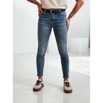 Dámské kalhoty JEANSETTA dámské džínové kalhoty s páskem v modré barvě FashionStreet UY2202 XL