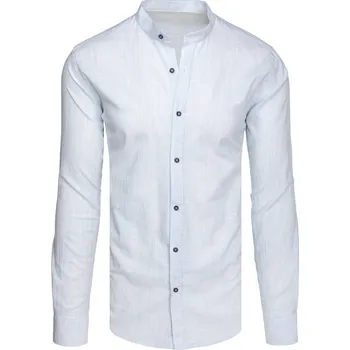 Pánská košile Pánská košile s dlouhým rukávem a stojáčkem modrá FashionStreet DX2661 3XL