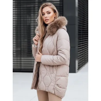 Dámská zimní bunda s kožešinou béžová FashionStreet TY5494 XXL