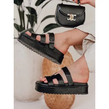 Dámské polobotky Dámské žabky na suchý zip PLATFOR black FashionStreet ZY0867 36