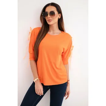 Dámská halenka Dámská viskózová blůza s ozdobnými stuhami oranžová UNI
