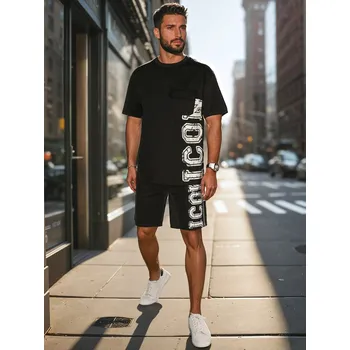 Sada pánského spodního prádla Pánská černá souprava s potiskem FashionStreet AX0802 M