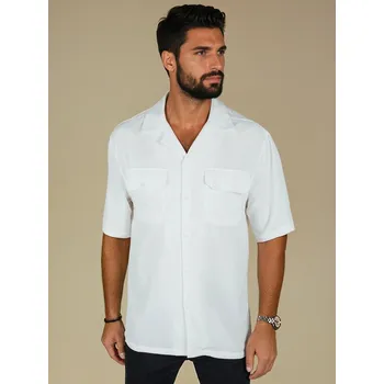 Pánské tričko Pánská bílá košile s krátkým rukávem FashionStreet KX1086 M
