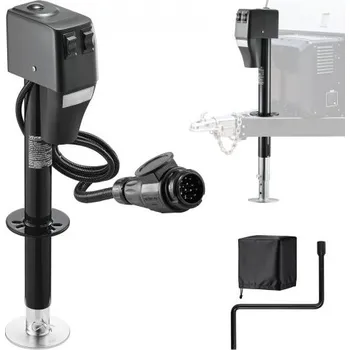 zvedák Elektrický zvedák pro přívěs VEVOR, nosnost 2268 kg, elektrický zvedák s okem, vodotěsným ochranným krytem a LED světlem pro obytný přívěs, karavan, obytný vůz, zdvih 230–686 mm, 12 V DC s kabeláží, černý