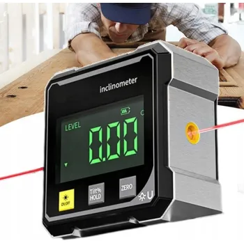 Měřící laser Laserový digitální úhloměr, sklonoměr, laserové pravítko, USB dobíjecí