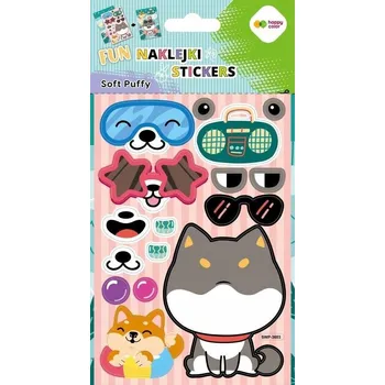 samolepka Samolepky Soft Puffy FUN 3D Pes Hraje si štěně Happy Color