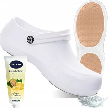 Pracovní obuv Lékařské kosmetické kuchařské pantofle FitClog Power 003 bílé vel. 46