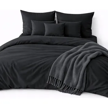 Povlečení Povlečení 160x200 Mikrovlákno + 2 Povlaky na polštáře Sada na zip – černé