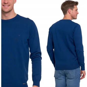 Pánský svetr Moraj pánský svetr modrý s kulatý výstřihem, velikost L