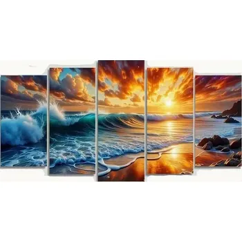 Diamantové malování Diamantové malování - Vlny - více-dílný