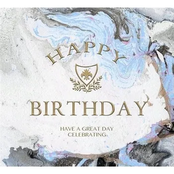Obraz PŘÁNÍ ČTVEREC S OBÁLKOU NAROZENINY BLUE MARBLE BIRT