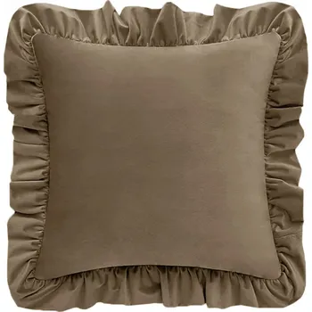 Povlak na polštářek Dekorační povlak na polštář z VELURU s volánkem 40x40 Mléčná Čokoláda jemný / hebký