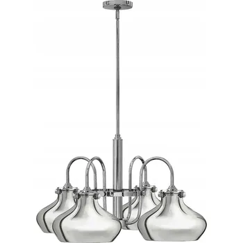 Industriální retro lustr s chromovanými kovovými stínidly, 4 žárovky Hinkley