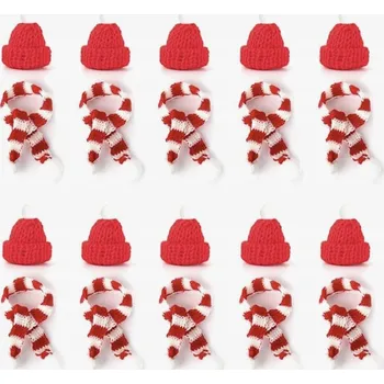 Vánoční dekorace SADA MINI ČEPIČEK MIKULÁŠE ŠÁLY VÁNOČNÍ DEKORACE OZDOBY