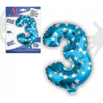 Balónek Barevný fóliový balónek číslice 3 s hvězdičkami 40 cm na oslavy
