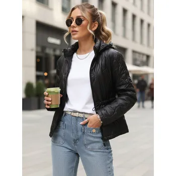 Dámská prošívaná bunda s kapucí černá FashionStreet TY5534 XXL