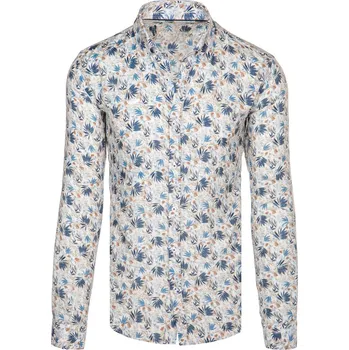 Pánská košile Pánská květinová bílá košile FashionStreet DX2634 M